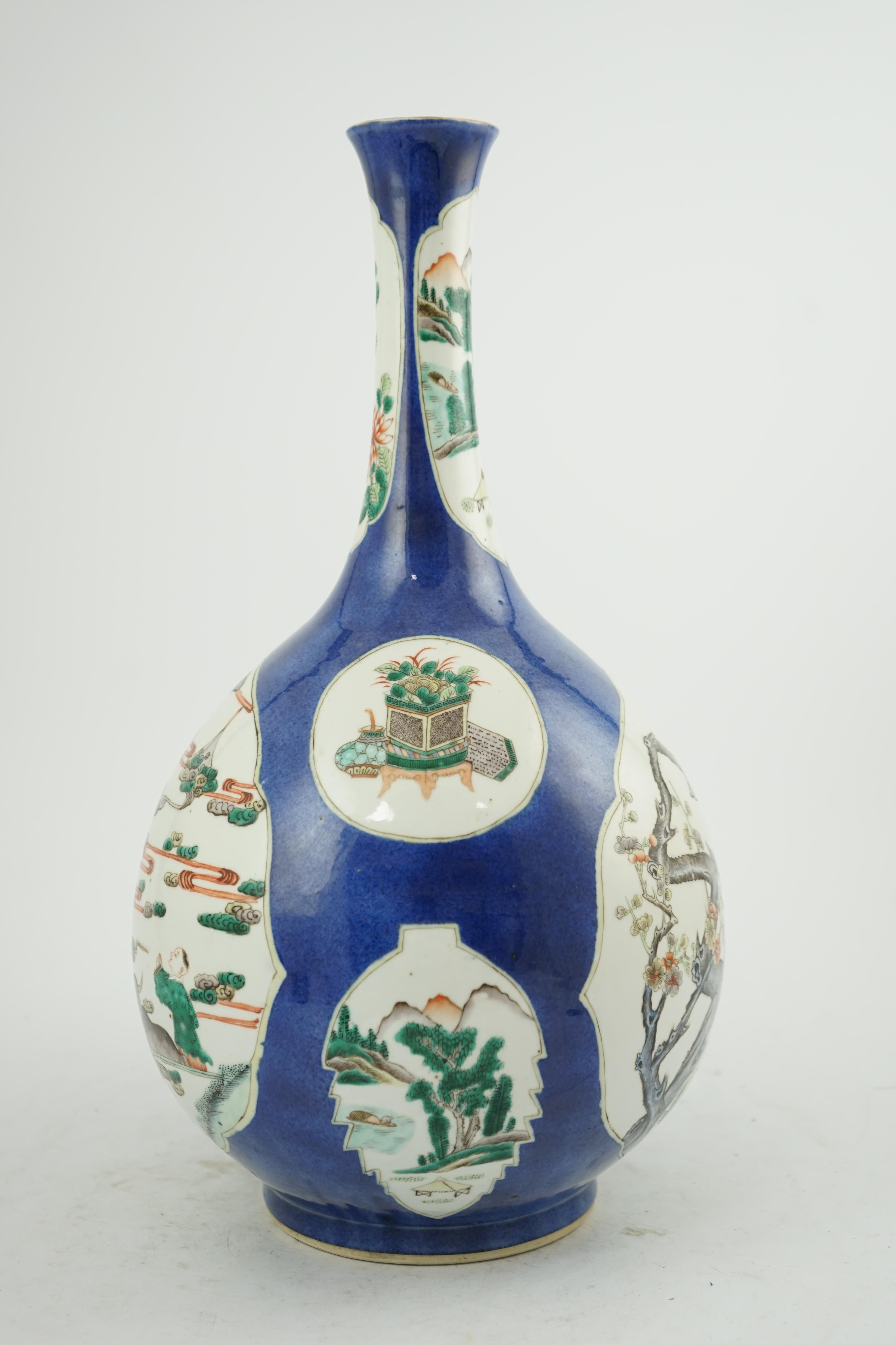 A large Chinese powder blue ground bottle vase, 19th century